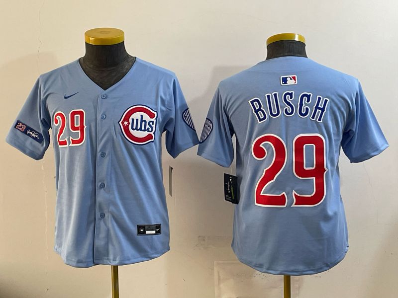 Youth 2026 Chicago Cubs #29 Busch Light Blue Game Nike MLB Jersey style 003